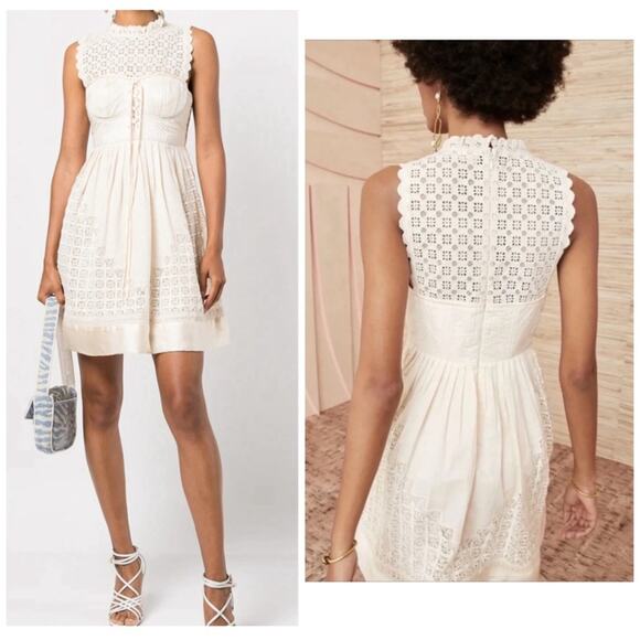 Ulla Johnson Sabrina Crochet Silk Mini Dress Size 2 / Small - Picture 2 of 8